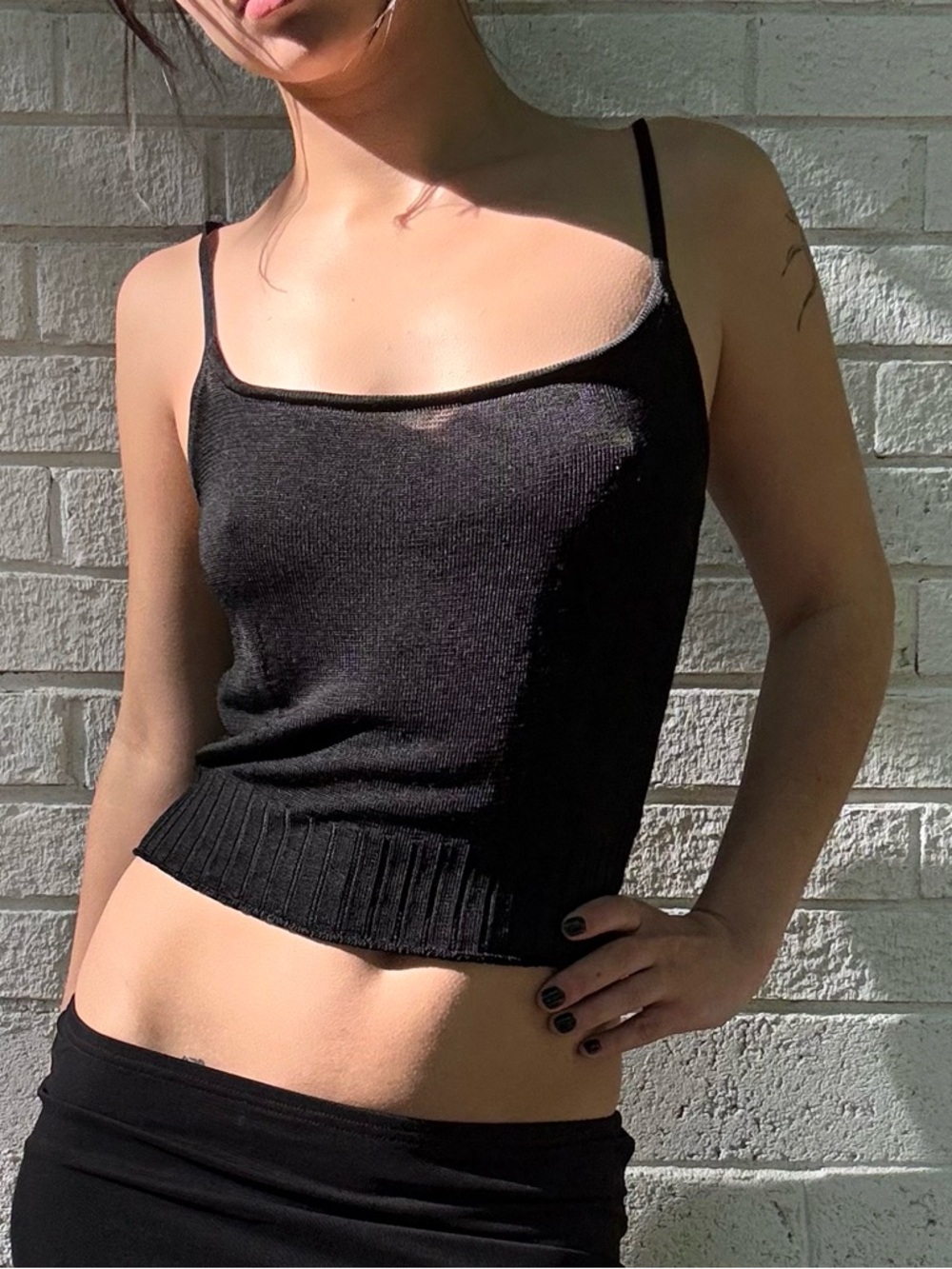 Authentic Y2K Cousin Johnny Black Knit Camisole, Made in USA